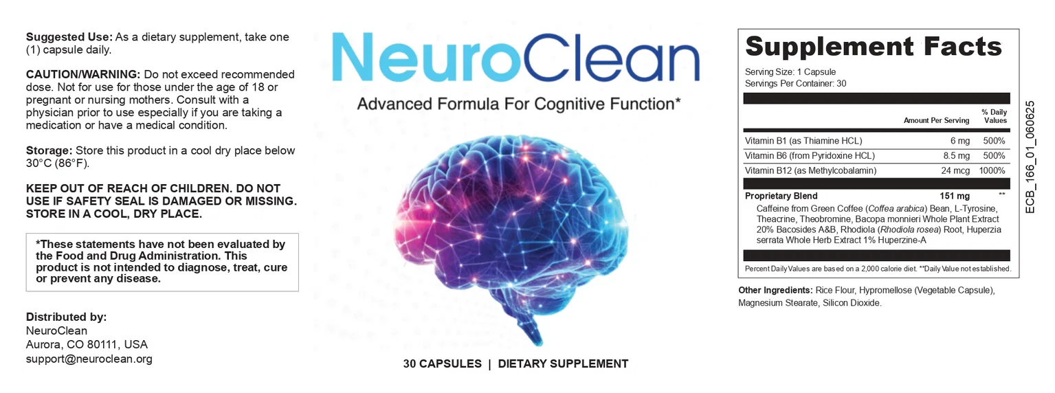 NeuroClean Supplement Facts Label